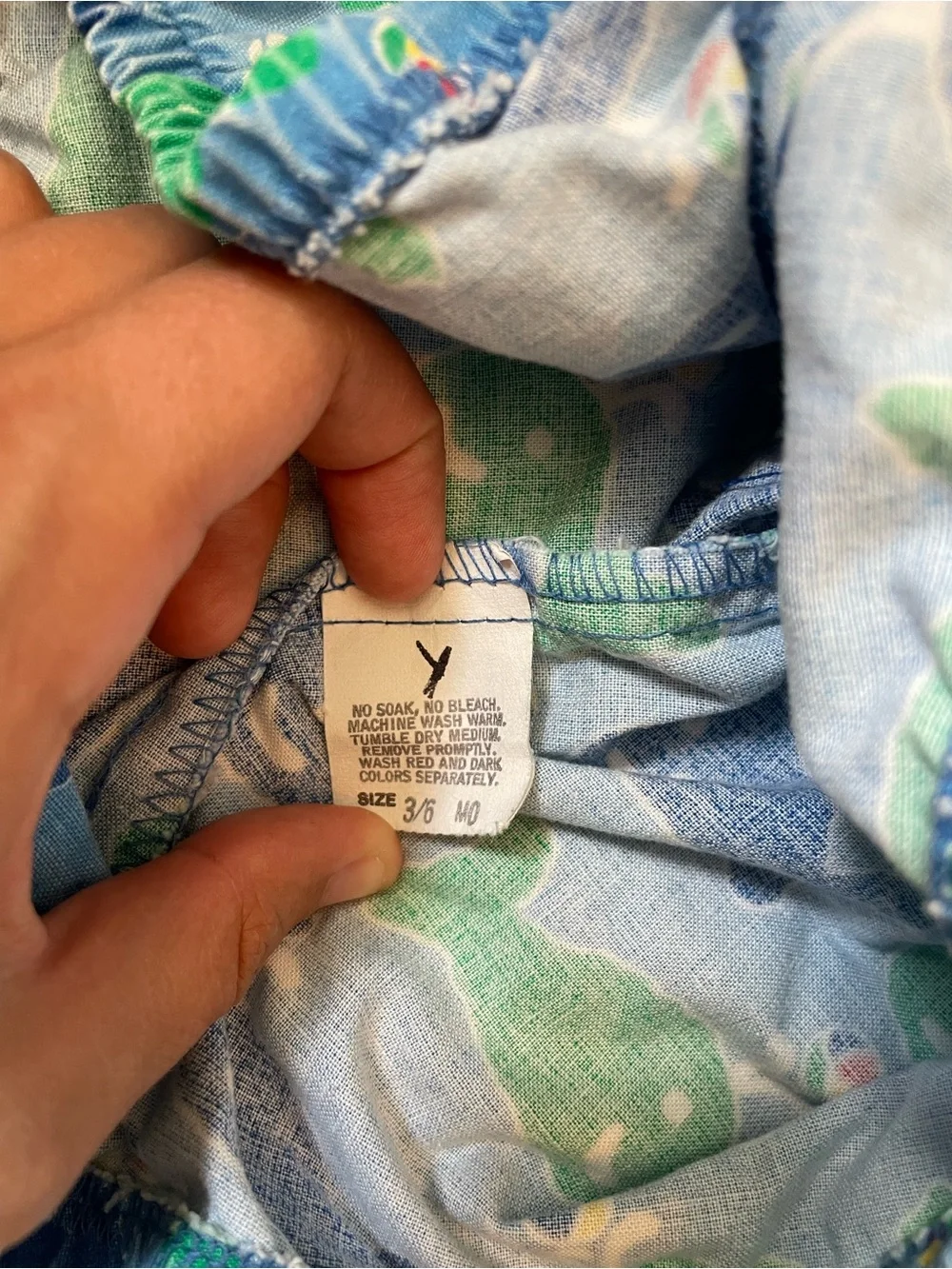 Rare Vintage OshKosh B'gosh Blue & Green Whale Print Baby Overall Shorts